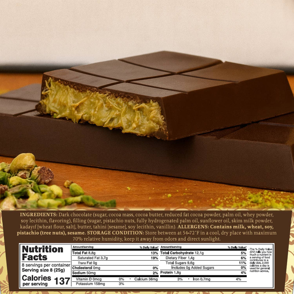 Dark Dubai Chocolate Pistachio Bar & Gift-Ready Pack 7 oz