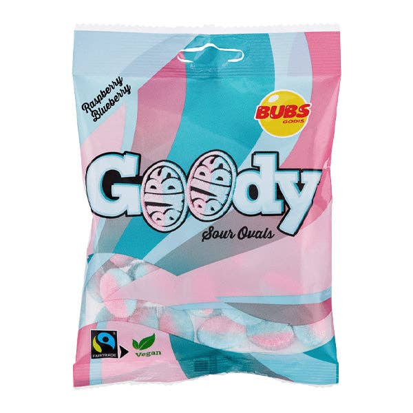 BUBS Godis: Sour Raspberry & Blueberry Goody Ovals