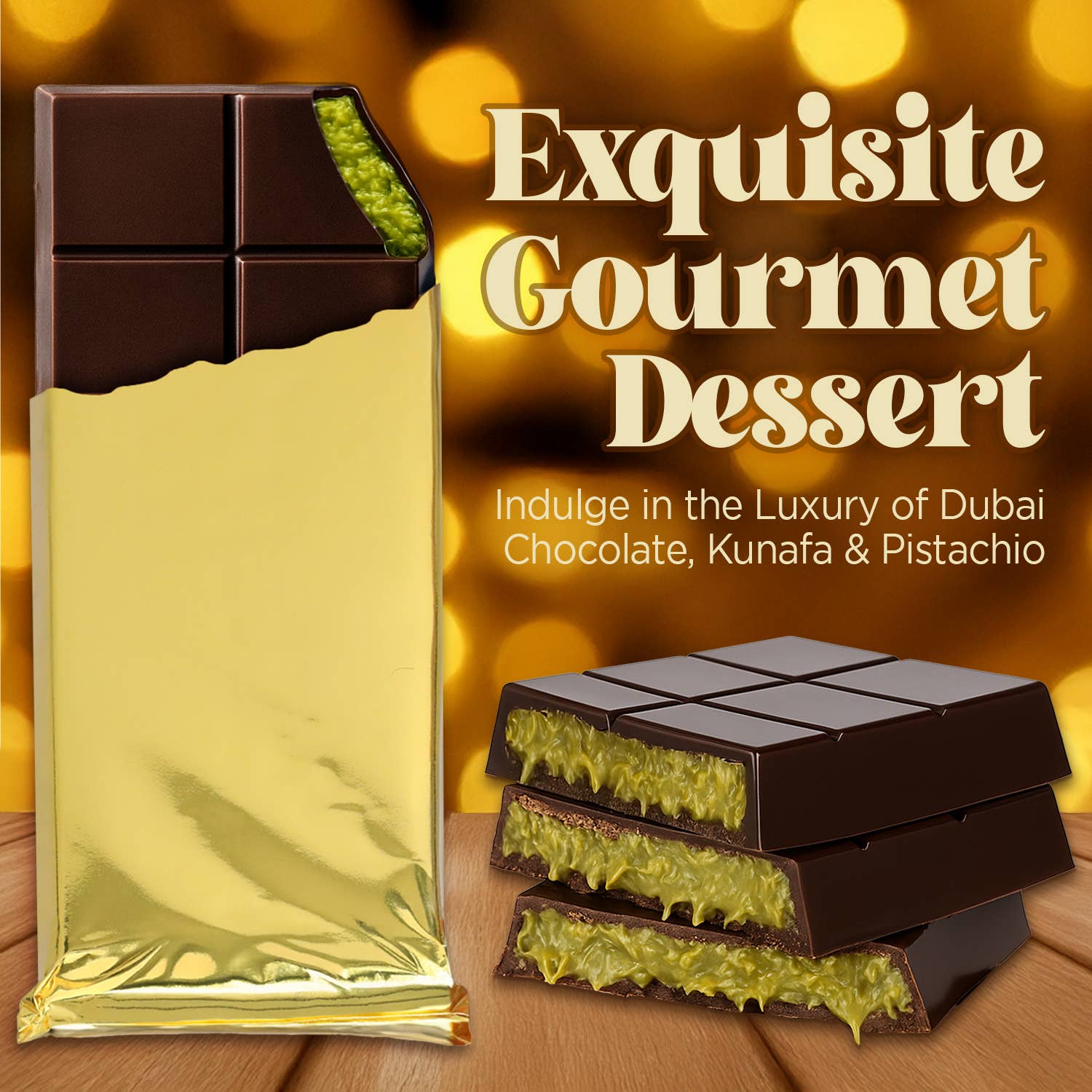 Dark Dubai Chocolate Pistachio Bar & Gift-Ready Pack 7 oz