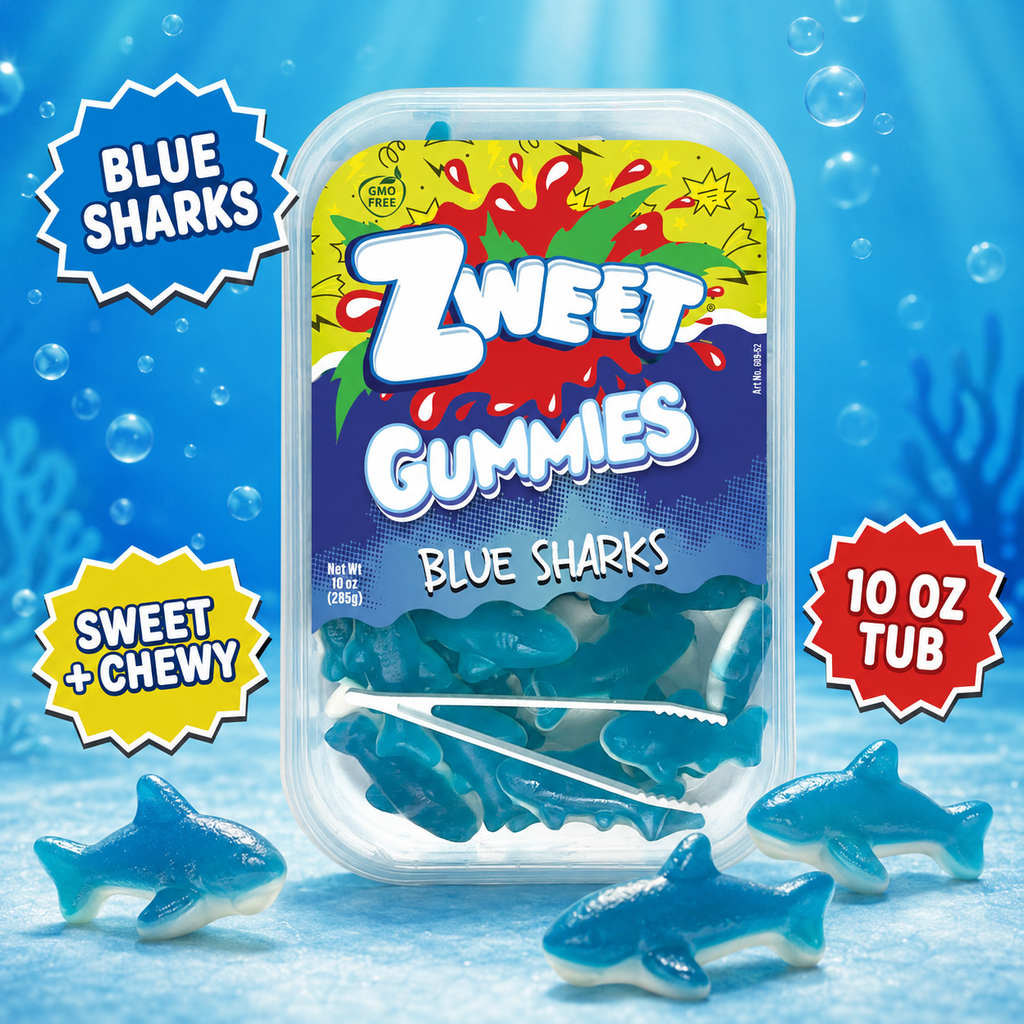 Gummy Blue Sharks | Zweet | With Tongs for Sharing