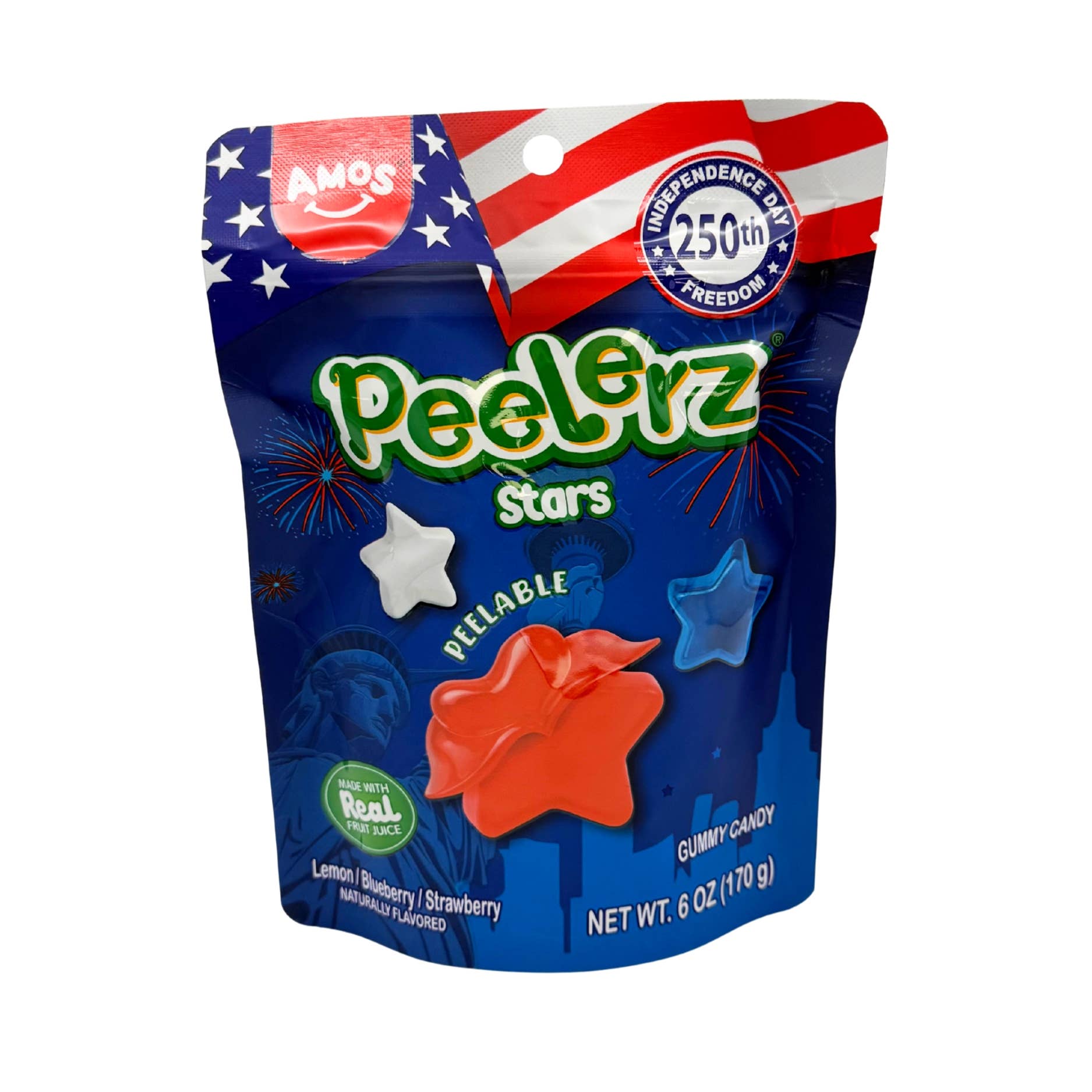 Amos Gummy Peelerz Stars, 6oz, 12ct