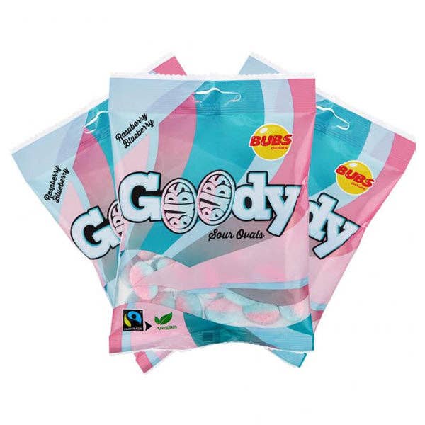 BUBS Godis: Sour Raspberry & Blueberry Goody Ovals