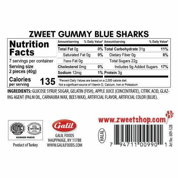 Gummy Blue Sharks | Zweet | With Tongs for Sharing