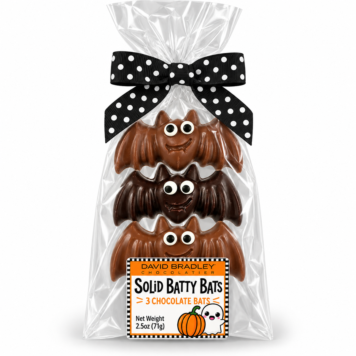 3-Piece Milk & Dark Chocolate Halloween Candy Set Solid Batty Bats
