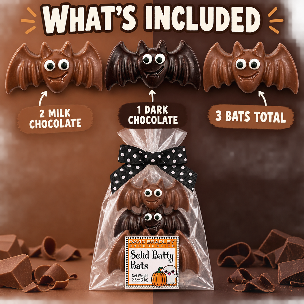 3-Piece Milk & Dark Chocolate Halloween Candy Set Solid Batty Bats
