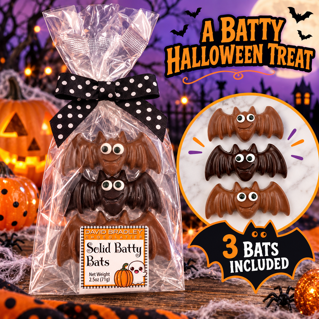 3-Piece Milk & Dark Chocolate Halloween Candy Set Solid Batty Bats