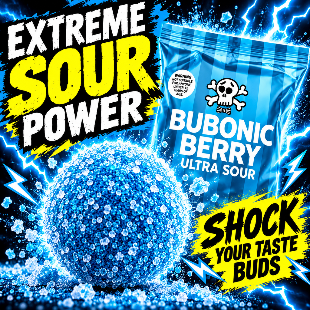 Mr Simms Bubonic Berry Ultra Sour Candy 4 oz – Extreme Blue Berry Candy Imported from the UK