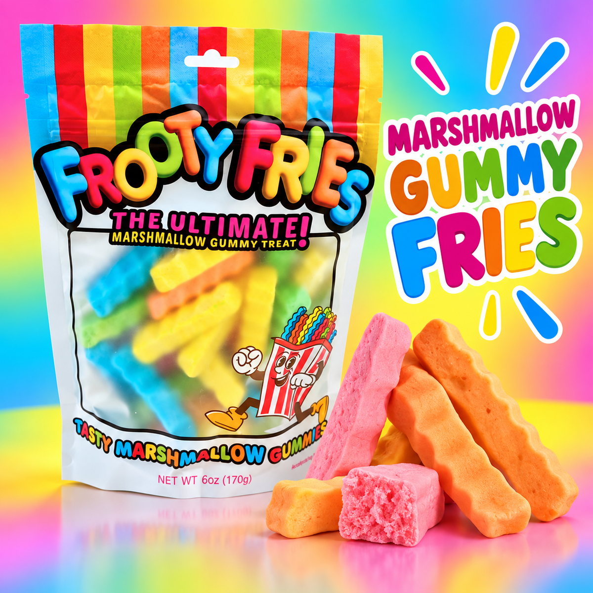 Frooty Fries Marshmallow Gummy Candy – Colorful Fry-Shaped Treats