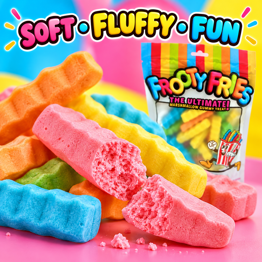 Frooty Fries Marshmallow Gummy Candy – Colorful Fry-Shaped Treats