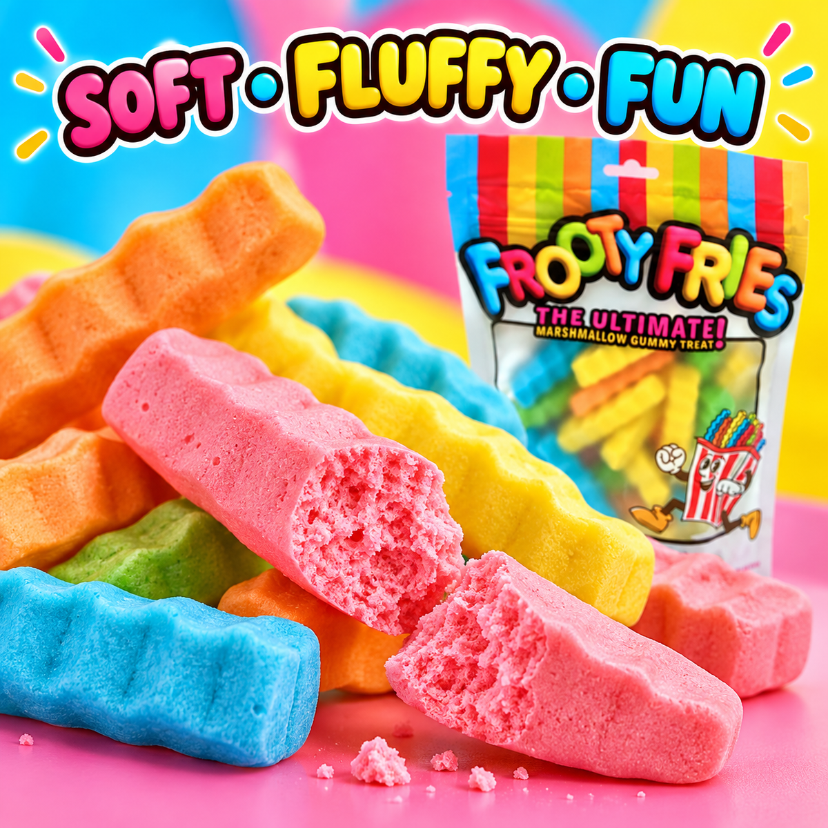 Frooty Fries Marshmallow Gummy Candy – Colorful Fry-Shaped Treats