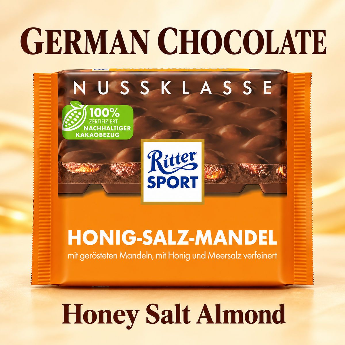 Ritter Sport Milk Honey Salt Whole Almond 100g (Germany)