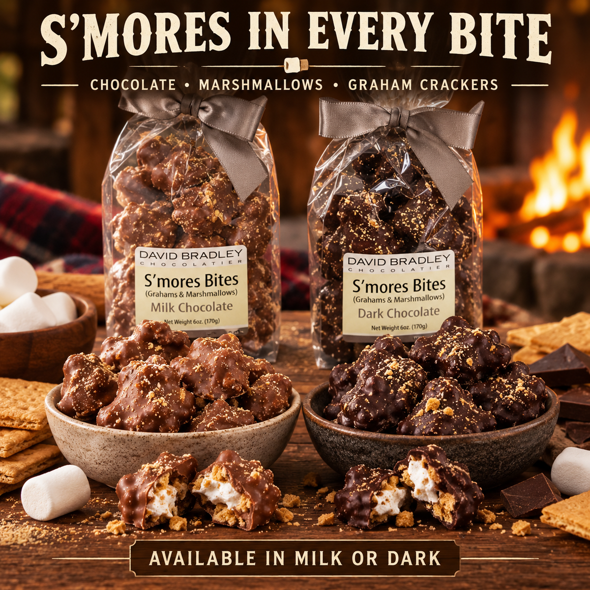 S’mores Bites - Milk or Dark Chocolate | Marshmallow & Graham Cracker Candy