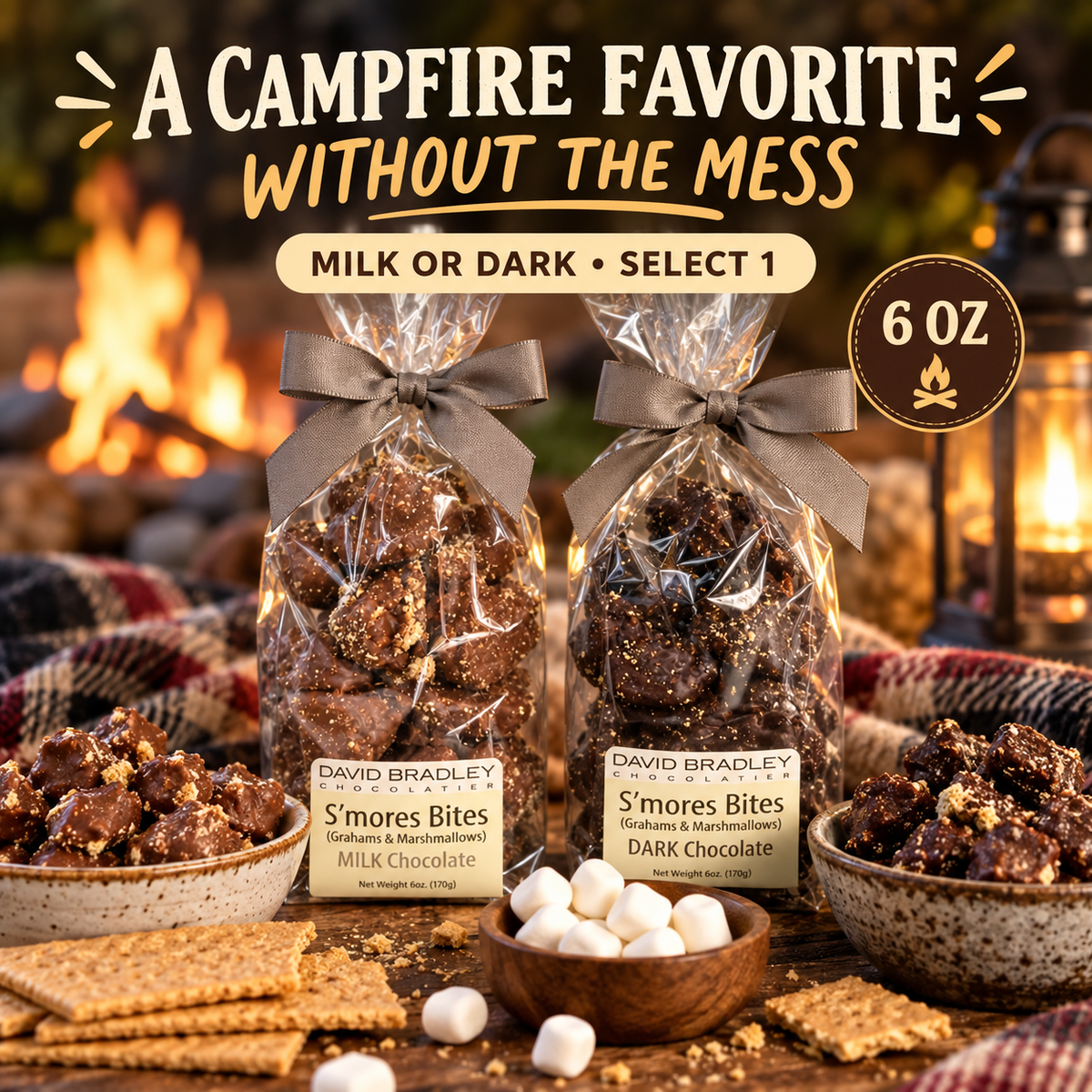 S’mores Bites - Milk or Dark Chocolate | Marshmallow & Graham Cracker Candy