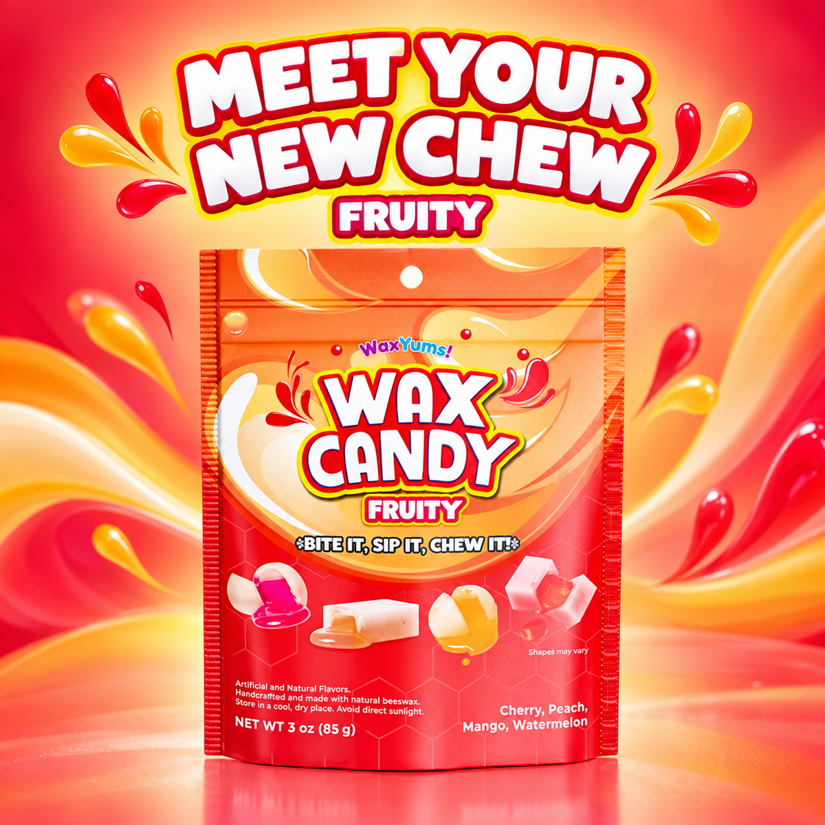 WaxYums! Chewy Gushing Fruity Wax Candy Bag