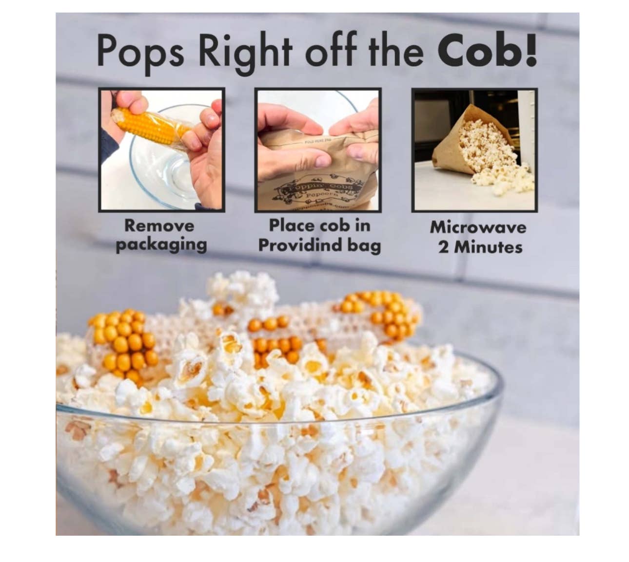 Poppin' Cobs Microwave Popcorn with White Cheddar Seasoning