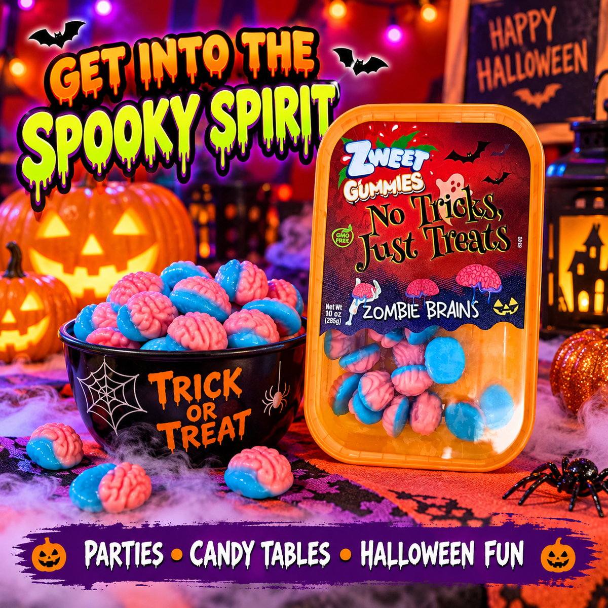 Zombie Brains Gummy Candy 10 oz – Pink & Blue Halloween Candy Treats