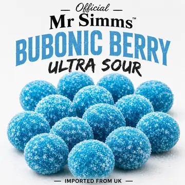 Mr Simms Bubonic Berry Ultra Sour Candy 4 oz – Extreme Blue Berry Candy Imported from the UK