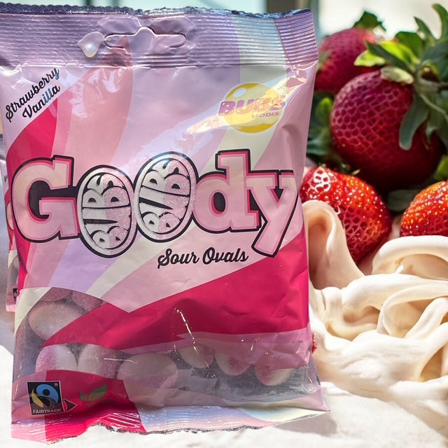 BUBS Godis: Sour Strawberry Vanilla Goody Ovals