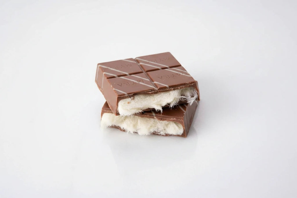 Candy Shack viral angel hair chocolate bar with milk chocolate shell and fluffy vanilla cotton candy filling
