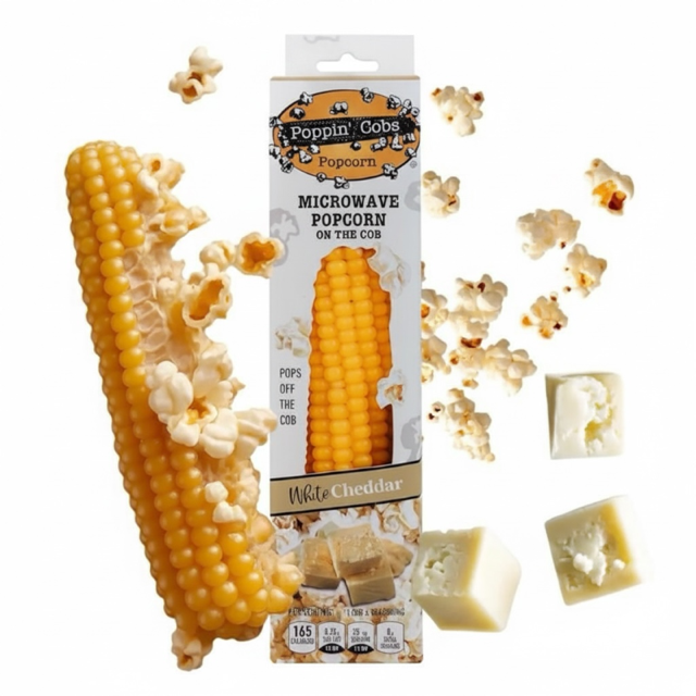 Poppin' Cobs Microwave Popcorn with White Cheddar Seasoning