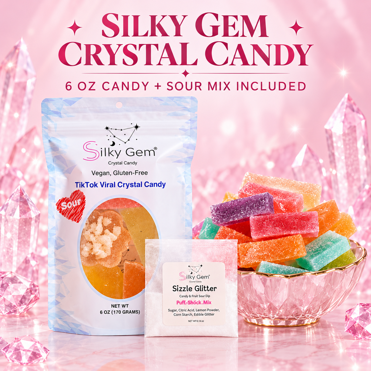 Silky Gem Crystal Candy Sour Bites 6oz