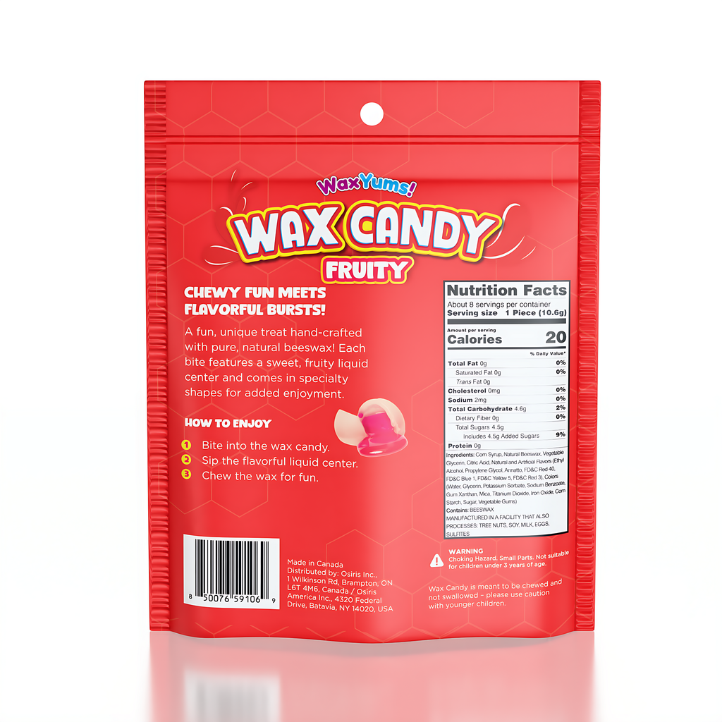 WaxYums! Chewy Gushing Fruity Wax Candy Bag