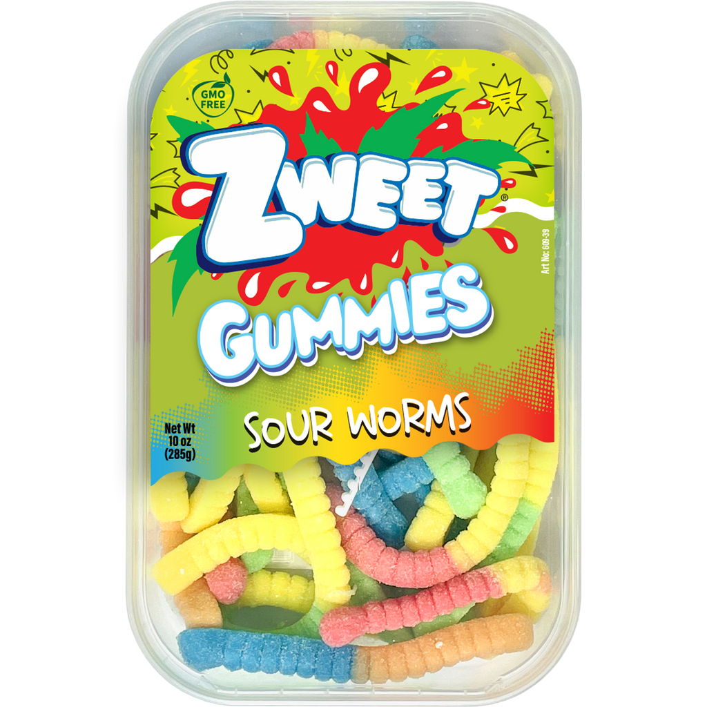 Neon Gummy Sour Worms | Zweet | With Tongs for Sharing