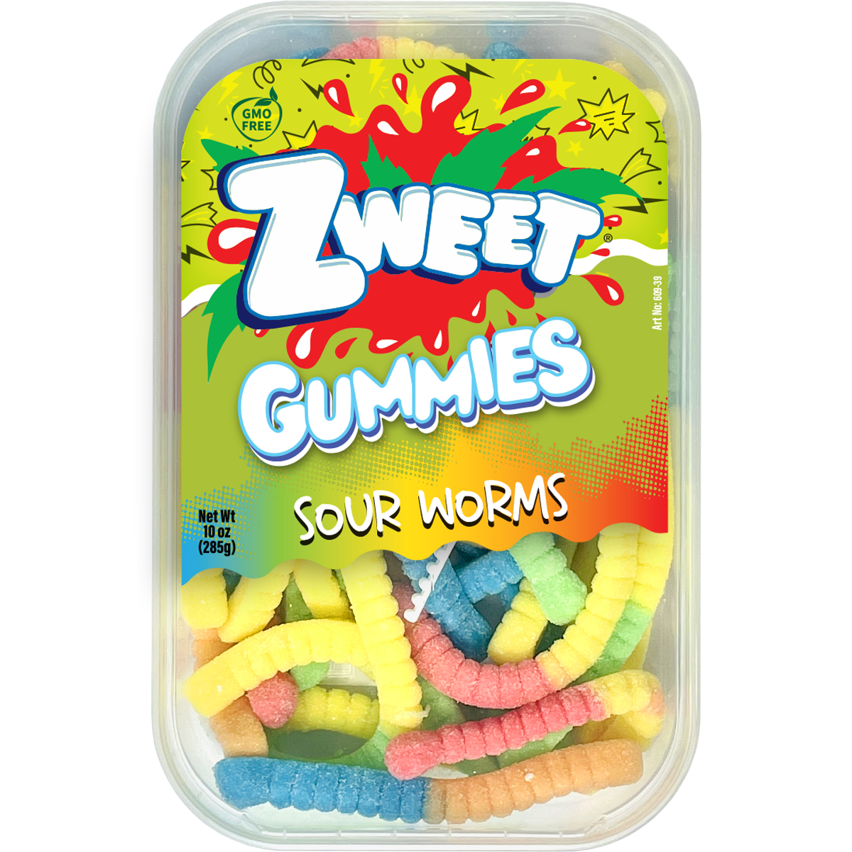 Neon Gummy Sour Worms | Zweet | With Tongs for Sharing