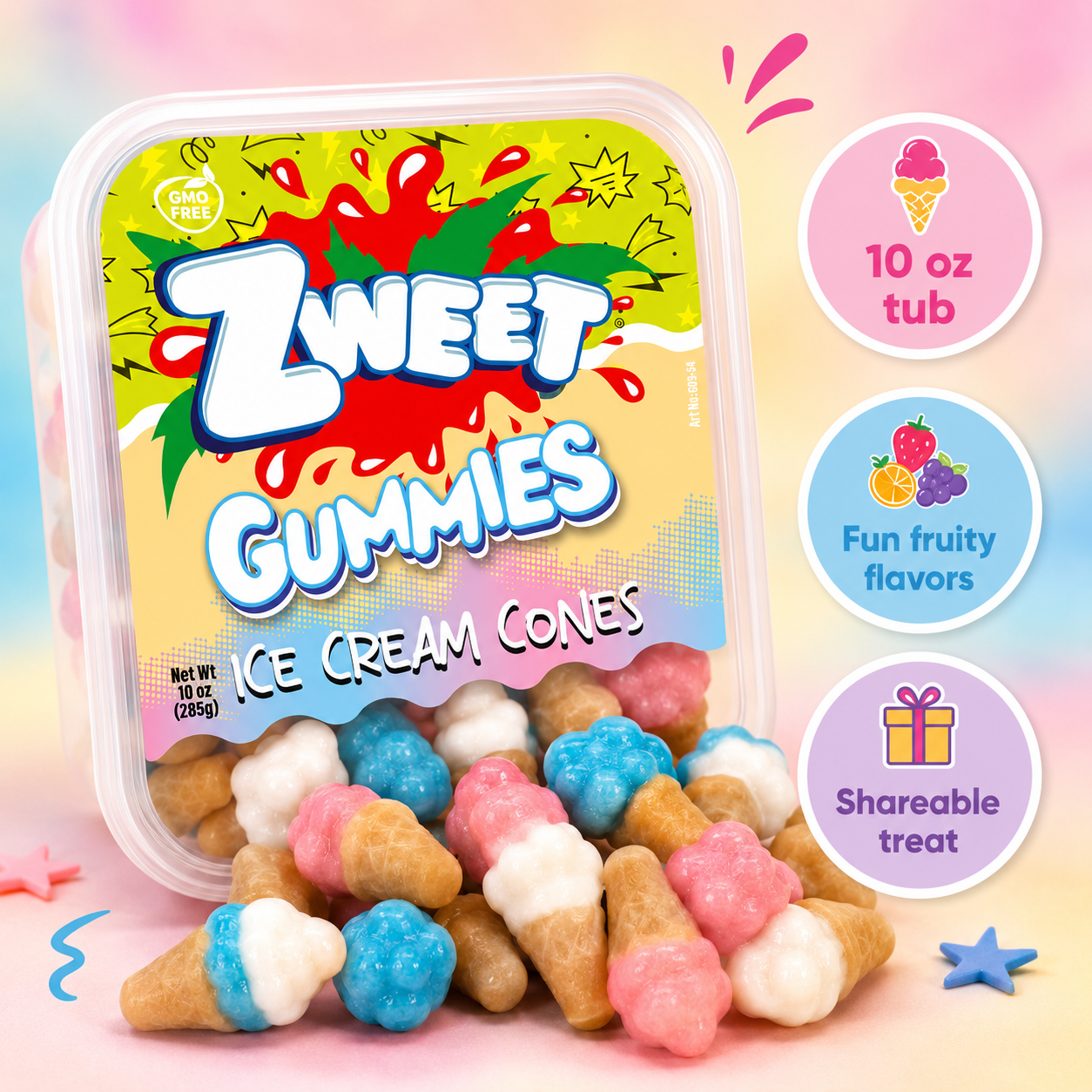 Gummy Ice Cream  | Zweet  | With Tongs for Sharing