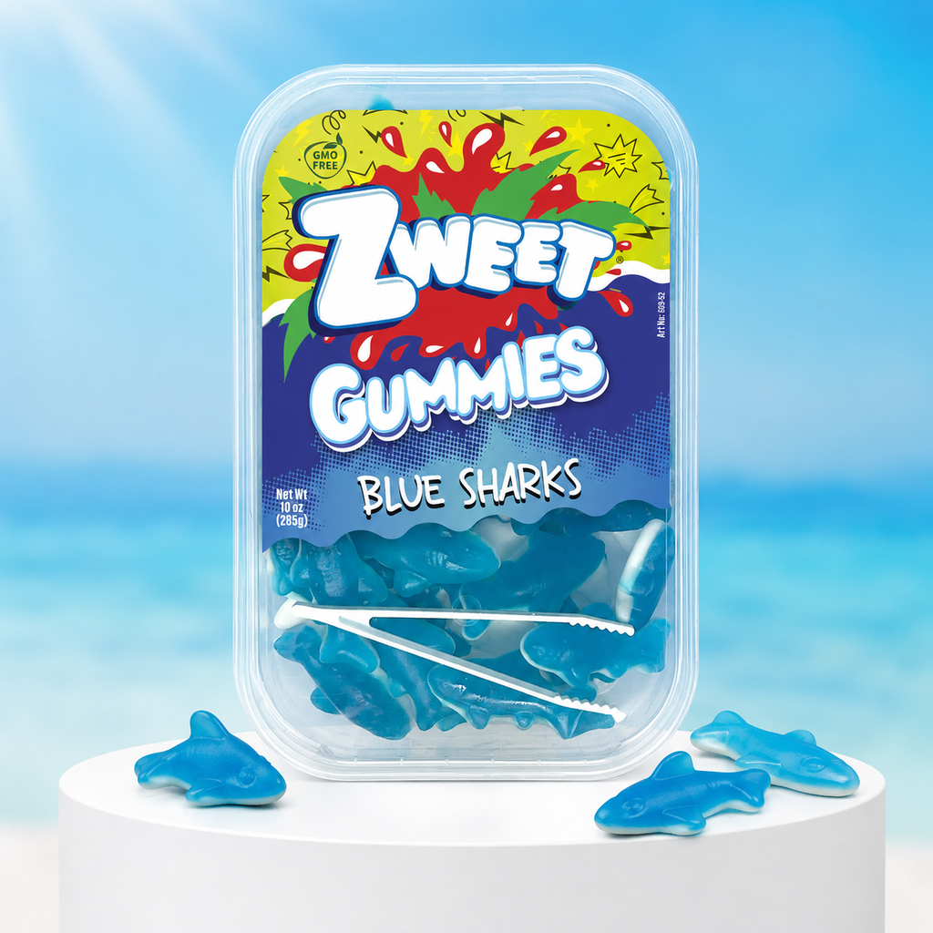 Gummy Blue Sharks | Zweet | With Tongs for Sharing