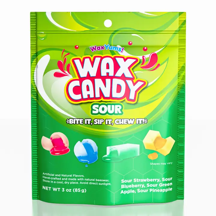 WaxYums! Chewy Gushing Sour Wax Candy Bag