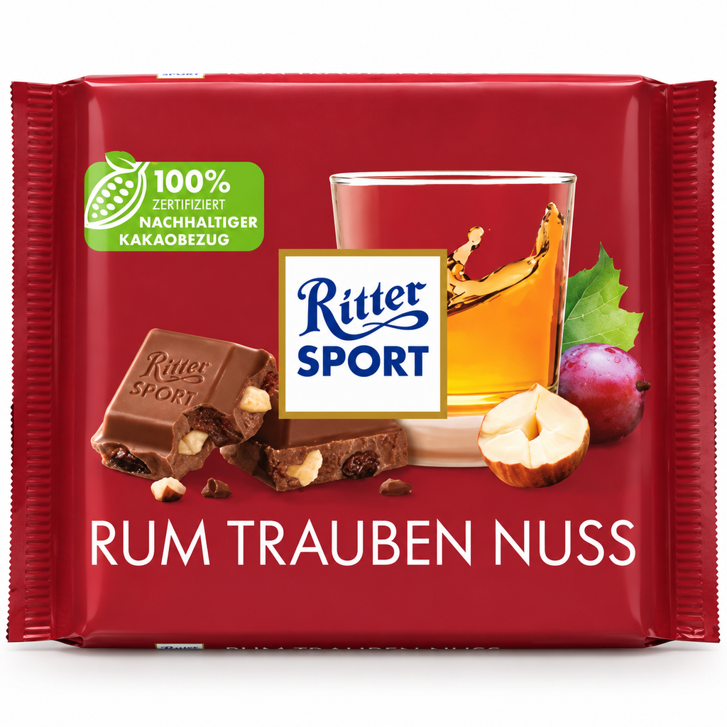 Ritter Sport Milk Rum Raisins Hazelnuts (German)