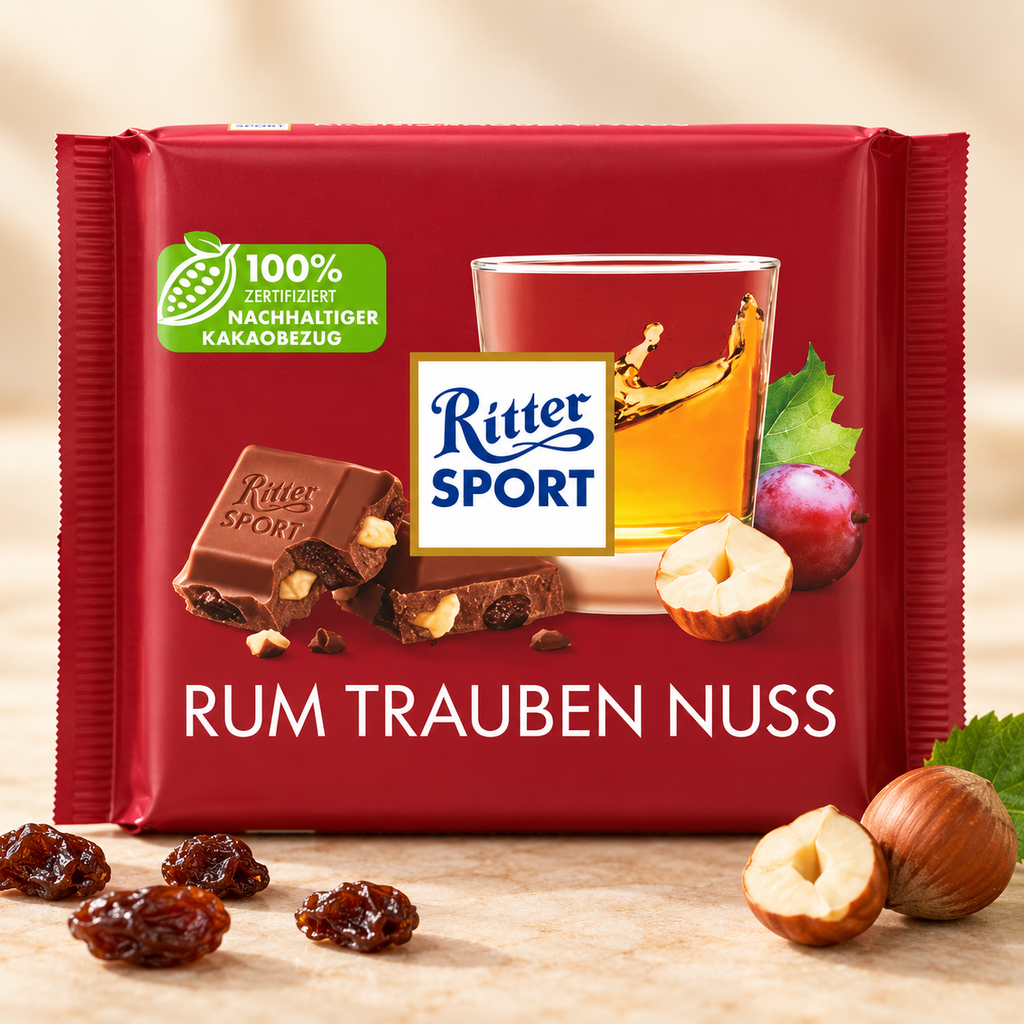 Ritter Sport Milk Rum Raisins Hazelnuts (German)