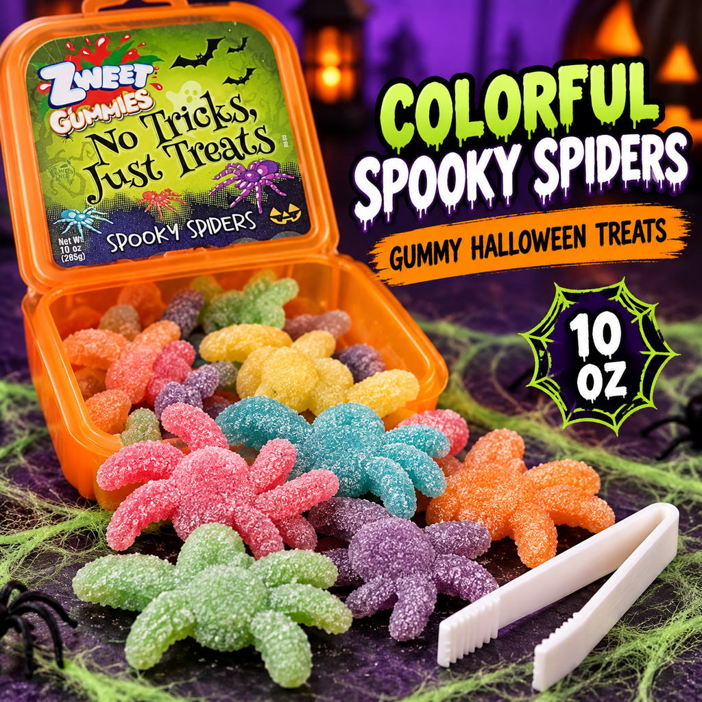 Spooky Spiders Gummy Candy 10 oz – Colorful Sugar-Coated Halloween Treats