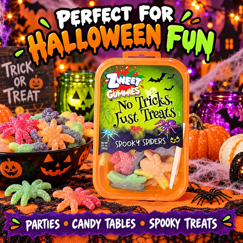 Spooky Spiders Gummy Candy 10 oz – Colorful Sugar-Coated Halloween Treats