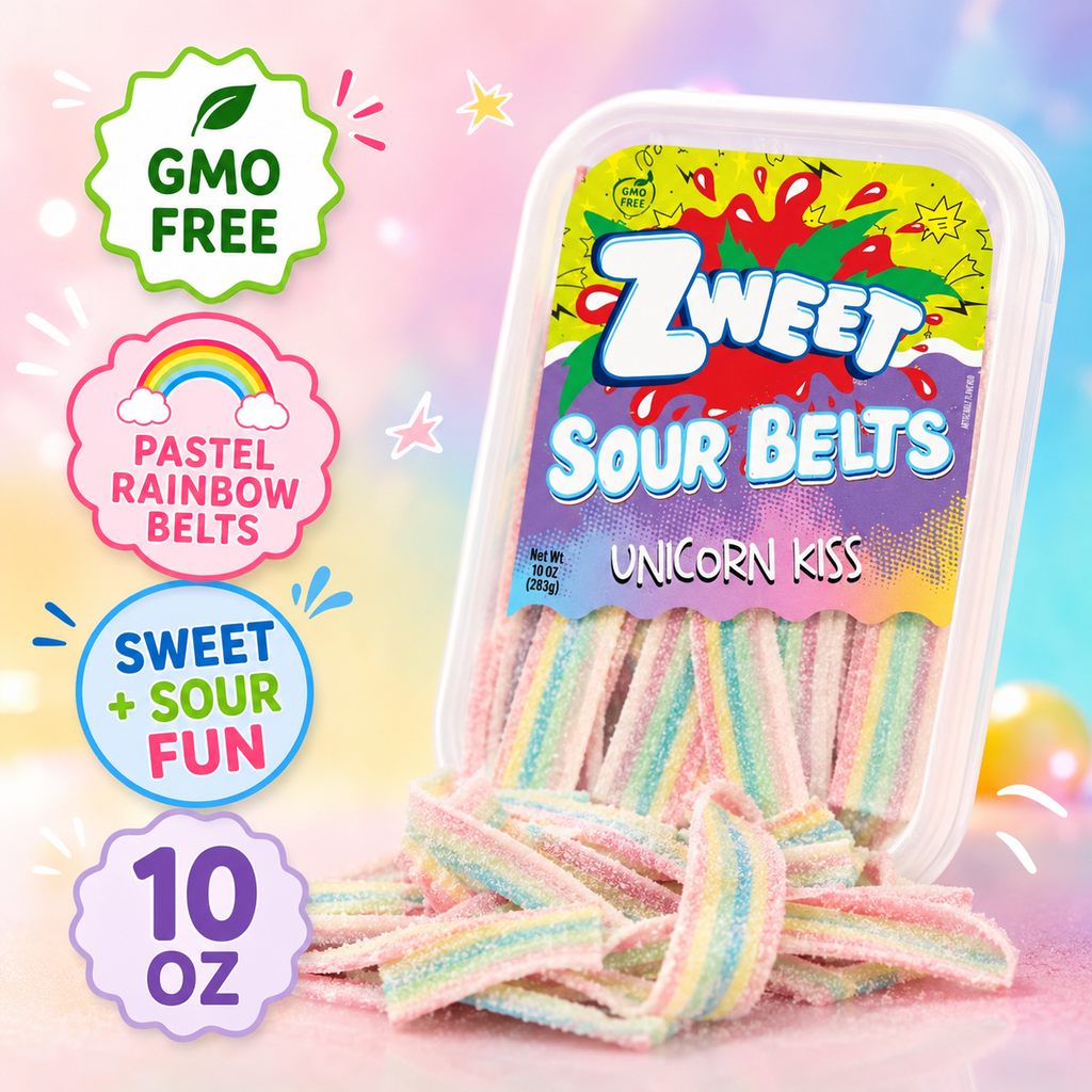 Unicorn Kiss Sour Belts | Zweet | With Tongs for Sharing