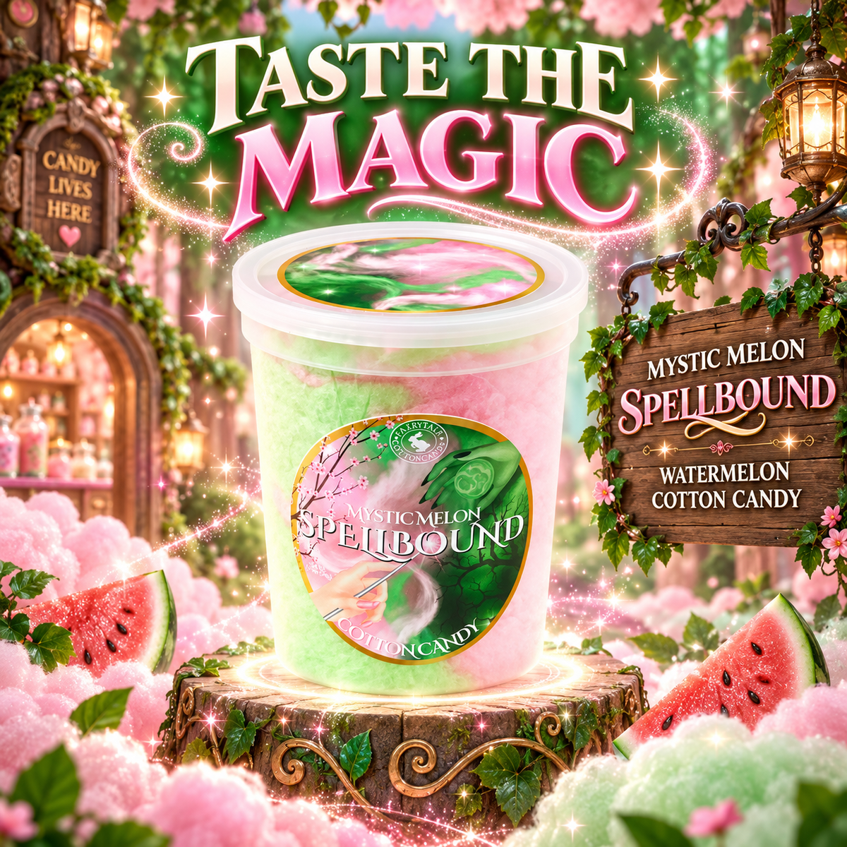 Mystic Melon Spellbound Watermelon Cotton Candy – Pink & Green Fairy Tale Treat